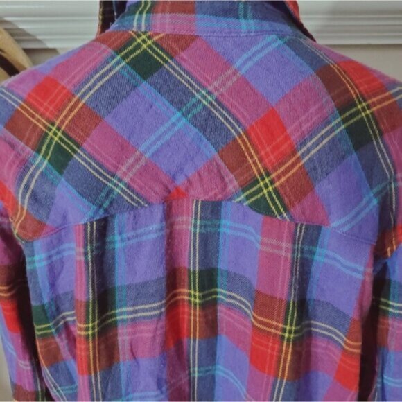 GAP Super Soft Purple "DRAPEY" Plaid Flannel Shirt - Picture 5 of 16